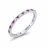 Full Eternity Wedding Design Ring Round Simulated Ruby CZ 925 Sterling Silver