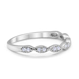 Half Eternity Rings Wedding Band Round Simulated Cubic Zirconia 925 Sterling Silver