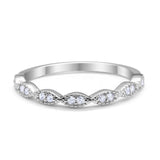 Half Eternity Rings Wedding Band Round Simulated Cubic Zirconia 925 Sterling Silver