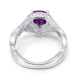 Teardrop Engagement Bridal Ring Simulated Amethyst CZ 925 Sterling Silver