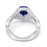 Teardrop Engagement Bridal Ring Simulated Blue Sapphire CZ 925 Sterling Silver