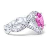 Teardrop Engagement Bridal Ring Simulated Pink CZ 925 Sterling Silver