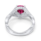 Teardrop Engagement Bridal Ring Simulated Ruby CZ 925 Sterling Silver