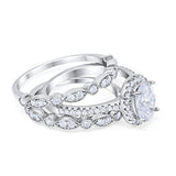 Wedding Piece Art Deco Ring Oval Simulated Cubic Zirconia 925 Sterling Silver