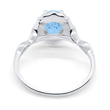 Antique Style Wedding Ring Oval Simulated Aquamarine CZ 925 Sterling Silver