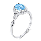 Antique Style Wedding Ring Oval Simulated Aquamarine CZ 925 Sterling Silver