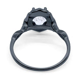 Antique Style Oval Engagement Ring Black Tone, Simulated CZ 925 Sterling Silver
