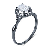 Antique Style Oval Engagement Ring Black Tone, Simulated CZ 925 Sterling Silver