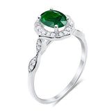 Antique Style Wedding Ring Oval Simulated Green Emerald CZ 925 Sterling Silver