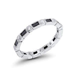 Full Eternity Wedding Band Simulated Black Cubic Zirconia 925 Sterling Silver