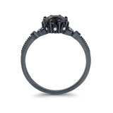 Art Deco Design Fashion Ring Round Black Tone, Simulated Black CZ 925 Sterling Silver