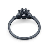 Art Deco Design Fashion Ring Round Black Tone, Simulated CZ 925 Sterling Silver