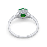 Art Deco Design Fashion Ring Round Simulated Green Emerald CZ 925 Sterling Silver