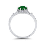 Art Deco Design Fashion Ring Round Simulated Green Emerald CZ 925 Sterling Silver