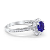 Filigree Engagement Bridal Ring Simulated Blue Sapphire CZ 925 Sterling Silver