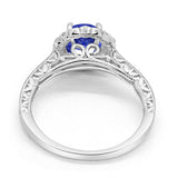 Filigree Engagement Bridal Ring Simulated Blue Sapphire CZ 925 Sterling Silver