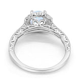 Filigree Engagement Bridal Ring Lab Created White Opal 925 Sterling Silver