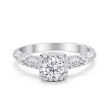Halo Engagement Bridal Ring Simulated Cubic Zirconia  925 Sterling Silver