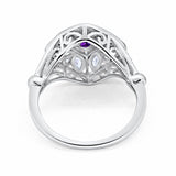 Art Deco Ring Marquise Filigree Simulated Amethsyt CZ 925 Sterling Silver