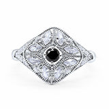 Art Deco Ring Marquise Filigree Simulated Black CZ 925 Sterling Silver