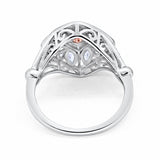 Art Deco Ring Marquise Filigree Simulated Morganite CZ 925 Sterling Silver