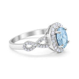 Art Deco Wedding Ring Oval Simulated Aquamarine CZ 925 Sterling Silver