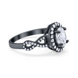 Infinity Wedding Bridal Ring Oval Black Tone, Simulated CZ 925 Sterling Silver