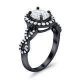 Infinity Wedding Bridal Ring Oval Black Tone, Simulated CZ 925 Sterling Silver