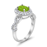 Art Deco Wedding Ring Oval Simulated Peridot CZ 925 Sterling Silver