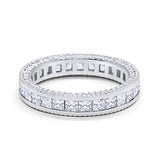 Eternity Bands Alternating Princess Cut Simulated CZ Ring 925 Sterling Silver