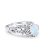 Wedding Piece Simulated CZ Rings Lab White Opal 925 Sterling Silver