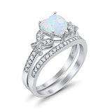 Wedding Piece Simulated CZ Rings Lab White Opal 925 Sterling Silver