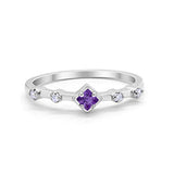 Half Eternity Band Ring Simulated Amethyst CZ 925 Sterling Silver