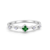 Half Eternity Band Ring Simulated Green Emerald CZ 925 Sterling Silver