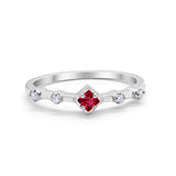 Half Eternity Band Ring Simulated Ruby CZ 925 Sterling Silver