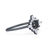 Cluster Wedding Ring Marquise Black Tone, Simulated Black CZ 925 Sterling Silver