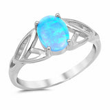 Solitaire Celtic Ring Oval Lab Created Light Blue Opal 925 Sterling Silver