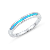 Half Eternity Band Ring Lab Created Opal 925 Sterling Silver Choose Color