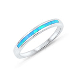 Half Eternity Band Ring Lab Created Opal 925 Sterling Silver Choose Color