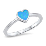 Solitaire Heart Promise Ring Lab Created Light Blue Opal 925 Sterling Silver