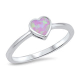 Solitaire Heart Promise Ring Lab Pink Opal 925 Sterling Silver
