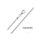 2MM 040 Rope Chain .925 Solid Sterling Silver Sizes 7"-30"