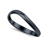 Thumb Curve Band Ring Black Tone 925 Sterling Silver