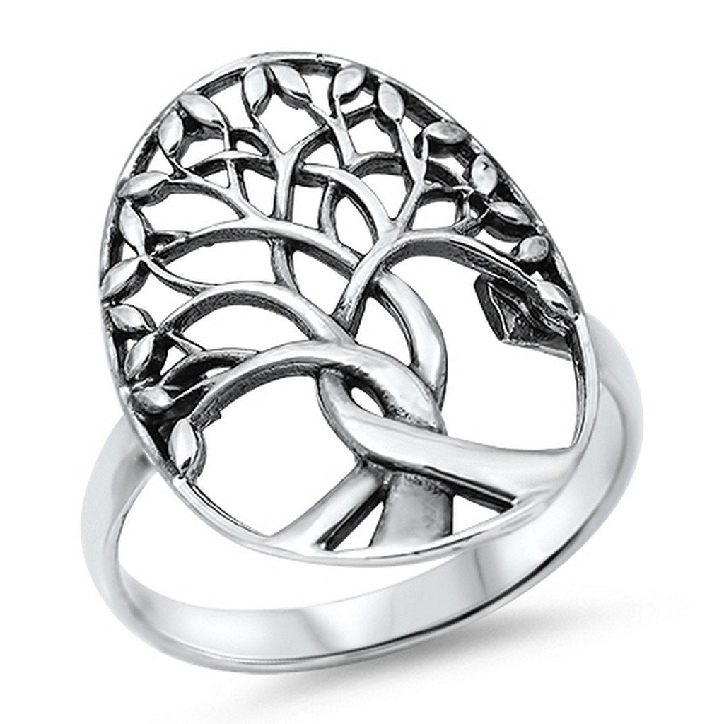 Tree of Life Ring Solid 925 Sterling Silver Family Tree of Life Band
