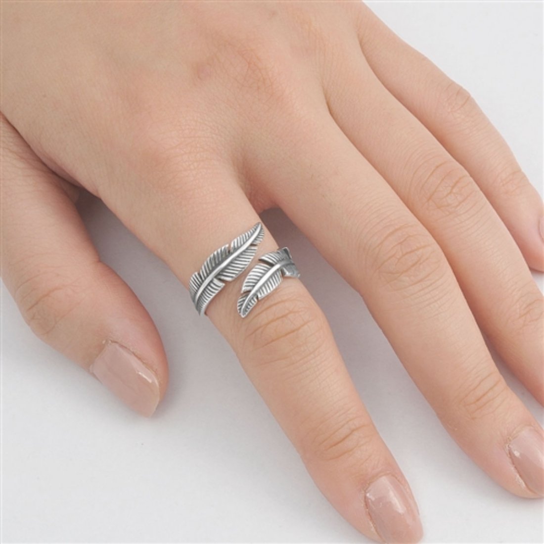 Plain Feather Ring 925 Sterling Silver