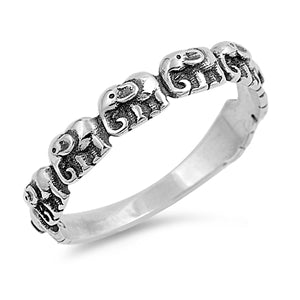 Oxidized Simple Plain Elephant Band Ring 925 Sterling Silver