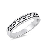 Wave Band Simple Plain Ring 925 Sterling Silver