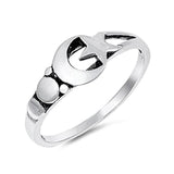Moon Star Plain Ring Band 925 Sterling Silver