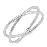 Crisscross Crossover Simple Plain Band Ring 925 Sterling Silver