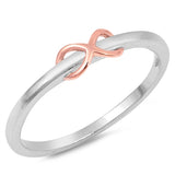 Two Tone Petite Dainty Rose Tone Infinity Band Ring 925 Sterling Silver